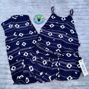 Roxy Sz Small Jacquard Aztec Dakota Cropped Romper Open Back Pocket Babydoll Y2K